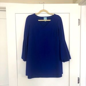 Blue bell sleeve dress